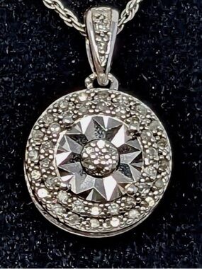 Sterling Silver Pave Crystal Sunburst Pendant (chain not included)